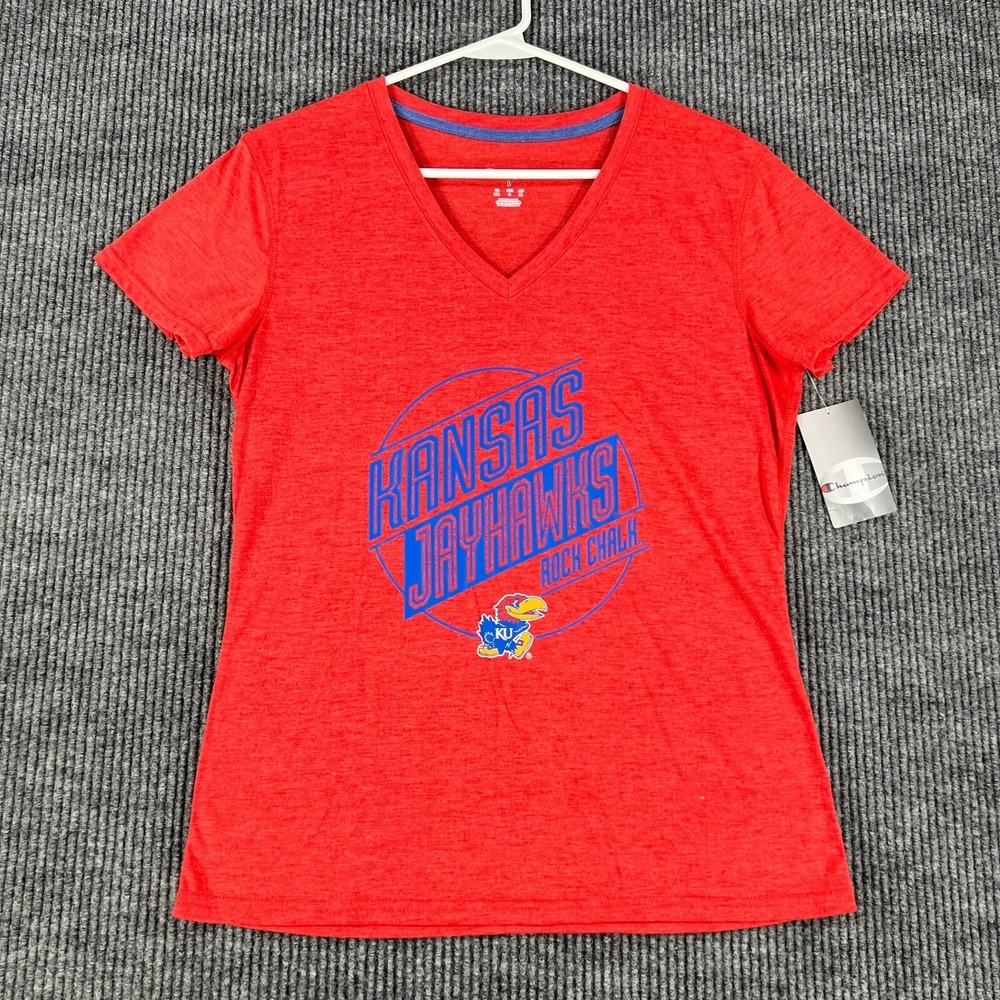 Kansas Jayhawks Shirt Womens Large Red Short Sleeve New NWT Champion NCAA